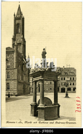 18567-Kamenz-1914-Markt Mit Andreasbrunnen-Brück & Sohn Kunstverlag Stockfoto