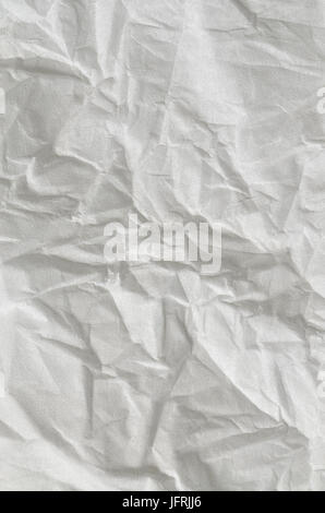 Nahaufnahme von einem Papier zerknittert, weiße, weiche Textur, full-Frame, vertikal Stockfoto