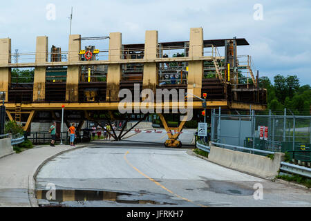 Big Chute Marine Railway Lock 44 der Trent Severn Waterway in Ontario, Kanada. Stockfoto