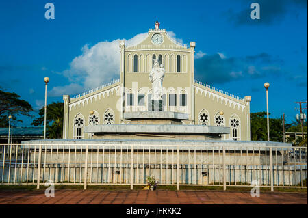 Statue vor der Kathedrale von Garapan, Saipan, Nördliche Marianen, Berg Karmel, Central Pacific Stockfoto