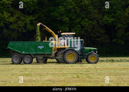 Landwirtschaft im Vereinigten Königreich. Vorbereitung und bringen im Winter Futter für das Vieh und die Pferde. Stockfoto