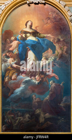 TURIN, Italien - 16. März 2017: Das Gemälde der Jungfrau Maria mit dem Propheten Elija in der Kirche Chiesa della Madonna del Carmine von Giuseppe Turinetti di Pri Stockfoto