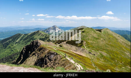 Panorama der krivanska Mala Fatra Gebirge mit hromove, steny, poludnovy Grün, stoh, Velky Rozsutec und Maly rozsutec Hill aus Chleb Hill-Gipfel Stockfoto