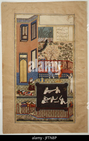 Der Lauscher, Folio 47r aus einer Haft Paikar (sieben Porträts) von Chadidscha (Quintett) von Nizami erfüllt is13. 8.13.6.R Stockfoto