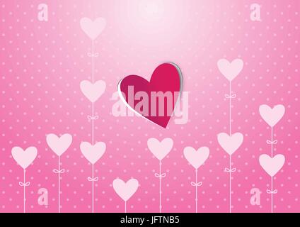 Herzen und rosa Farbe Hintergrund Stock Vektor