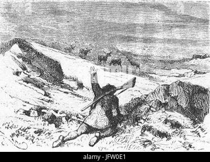 „The Field of Ice“ von Riou und Montaut ist ein Kunstwerk, das eine gefrorene Landschaft darstellt. Das Bild fängt die krasse Schönheit des Eises ein und vermittelt die rauen Bedingungen und die Gelassenheit des eisbedeckten Terrains. Stockfoto