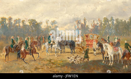 Alexander von Bensa Gedichte Jagdszene 1 Versammlung der Jäger Stockfoto