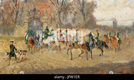 Alexander von Bensa Gedichte Jagdszene 3 Heimkehr der Jäger Stockfoto
