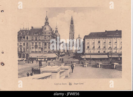 Antuérpia, Bélgica, Inicio tun s XX, Canal au Sucre, Arquivo de Villa Maria, Angra do Heroísmo, Açores. Stockfoto