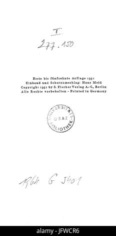 Arthur Schnitzler - Flucht in Die Finsternis - 006 Stockfoto