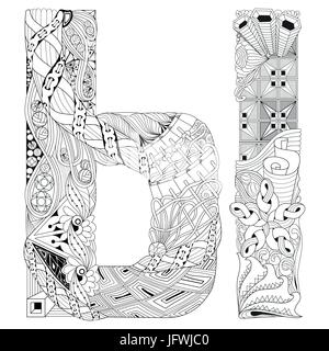 Russischen Buchstaben zum Ausmalen. Dekorative Zentangle Vektorobjekt Stock Vektor