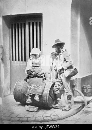 Charles Nègre - italienischen Straßenmusiker am Eingang 21 Quai de Bourbon Stockfoto