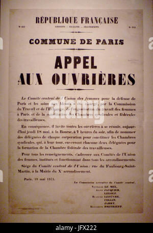 Commune de Paris Appel Aux Ouvrières 18 Mai 1871 Stockfoto