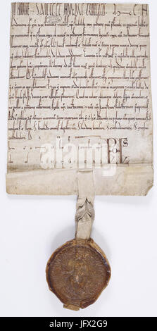 Bestätigung d Une Vente de Dîme au Profit de l Abbaye de Saint-Victor Par le Roi de Frankreich Louis VII - Archives Nationales - AE-II-165 Stockfoto