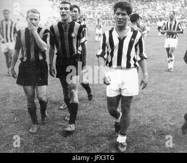 Coppa Italia 1958 / 59 - Inter Mailand V Juventus FC - Nicolè, Bicicli, Angelillo, Firmani, Sívori, Charles Stockfoto