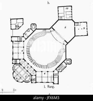 Apollo-Theater Düsseldorf Architekt Hermann Vom Endt Düsseldorf, Die Architektur des XX. Jahrhunderts - Zeitschrift Für moderne Baukunst. Jahrgang 1901; Nr. 37, Grundriss b Erster Rang Im Apollo-Theater Stockfoto