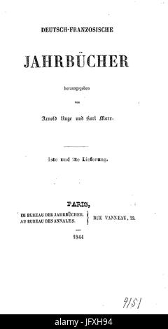 Deutsch Franz Jahrbücher (Ruge Marx) 002 Stockfoto