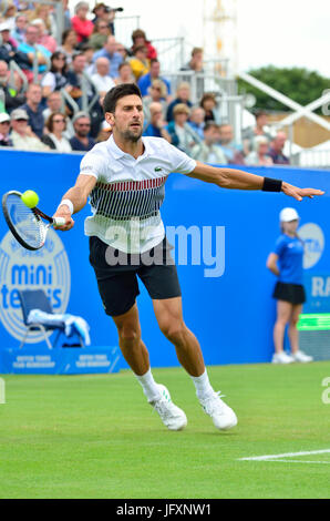 Novak Djokovic (Serbien) spielt seine Halbfinale auf dem Center Court in der Aegon International, Eastbourne, 2017 Stockfoto