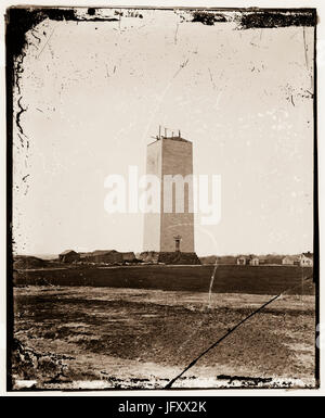 Titel: Das Washington Monument im Bau um 1860 als es Stand seit 25 Jahren.  Brady, Mathew B. 1823 (ca)-1896, Fotograf. Stockfoto