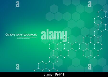 Hexagonale Struktur Molekül Dna von Neuronen System, genetischen und chemischen Verbindungen. Vektor-Illustration. Stock Vektor