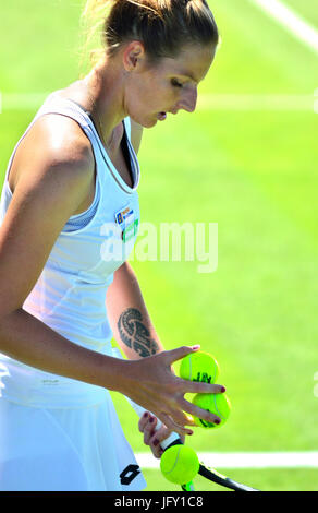 Kristyna Pliskova (Tschechisch) spielen bei den Aegon International 2017, Eastbourne Stockfoto