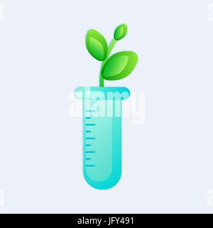 Genetic Engineering. GVO. Pflanzen Sie im Reagenzglas. Stock Vektor