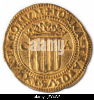 Doble Ducado de Juana y Carlos con Las Armas de Aragón 28reverso29 Stockfoto