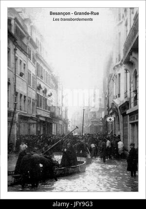 Crue du Doubs de 1910 - Besançon - Grande rue Stockfoto