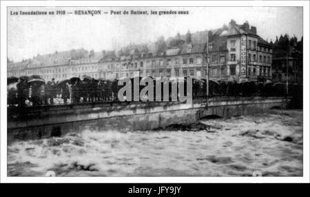 Crue du Doubs de 1910 - Besançon - Pont Battant Stockfoto