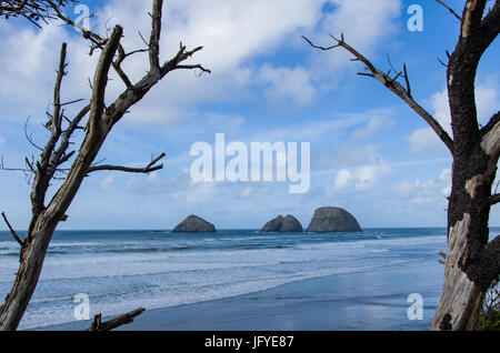 Sturm, Finley und Shag Rocks im Pazifischen Ozean in der Nähe von Oceanside Oregon Stockfoto