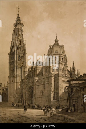 Fachada y Torre De La Catedral de Toledo, de Jenaro Pérez Villaamil Stockfoto