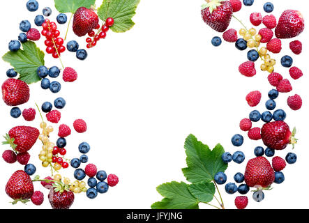 Verschiedene frische Sommer Beeren. Ansicht von oben Stockfoto