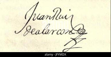 Firma de Juan Ruiz de Alarcón Stockfoto