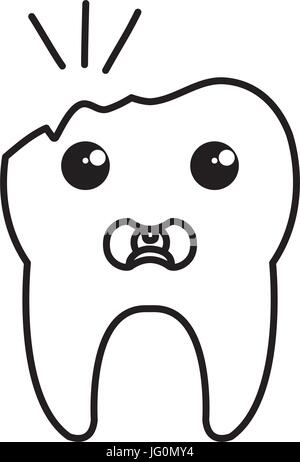 abgebrochenen Zahn Charakter isolierten Symbol Stock Vektor