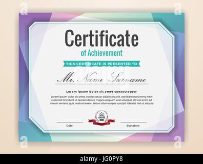 Multifunktionale moderne Fachausweis Template-Design für den Druck. Bunte Certificate of Achievement Hintergrund.  Vektor-illustration Stock Vektor