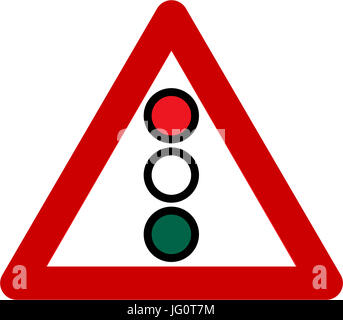 Warnschild mit Ampel-symbol Stockfoto