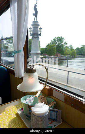 Cafe Tram Innenraum, Stockholm Stockfoto