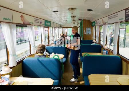 Cafe Straßenbahn Stockholm Stockfoto