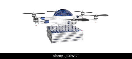moderne Drohne mit Solar-Panel 3D-Bild rendern Stockfoto