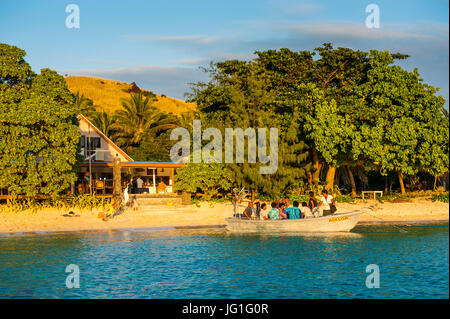 Weißer Sandstrand, Ruderer Bay, Yasawas, Fiji, Südsee Stockfoto