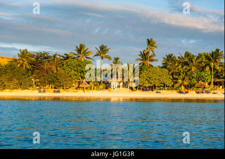 Weißer Sandstrand, Ruderer Bay, Yasawas, Fiji, Südsee Stockfoto