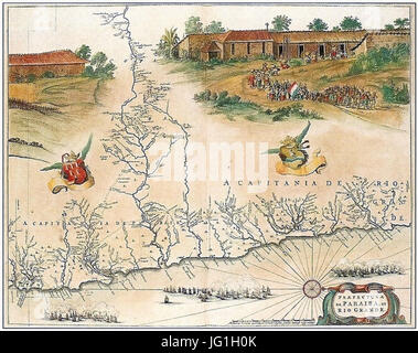 George Marcgraf - Mapa da Paraíba e Rio Grande Norte-1643 Stockfoto