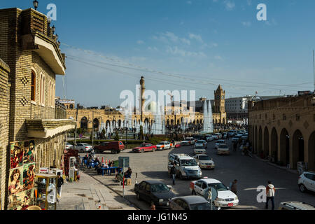 Blick von der Zitadelle in Erbil oder Hawler über den Bazar, Hauptstadt von Irak-Kurdistan Stockfoto