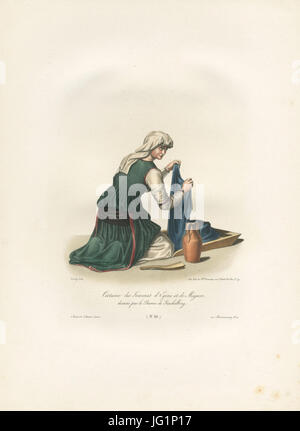 Kostüm des Femmes d' ausrangiert et de Megara, Dessiné Par le Baron de Stackelberg - Stackelberg Otto Magnus Von - 1828 Stockfoto