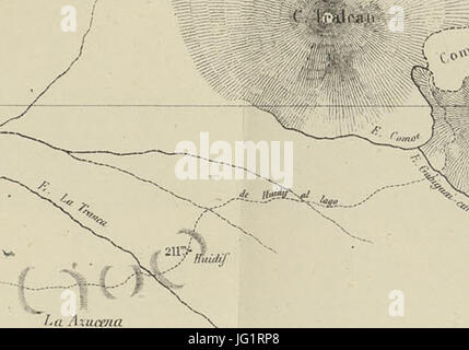 De Hudif al Lago RiơB1ihue En el Mapa De La Expedicion de Francisco Vidal Gormaz Stockfoto