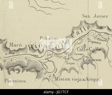 De Macó eine Calle Calle de el Mapa De La Expedicion de Francisco Vidal Gormaz Stockfoto