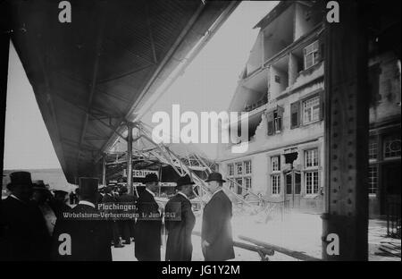 Der Bahnhof aufgestellt in Plochingen Nach Dem Wirbelsturm Vom 1. Juni 1913 (8948805587) Stockfoto