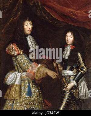 Le Grand Condé mit seinem Sohn Henri Jules, Herzog von Enghien (zukünftigen Prinzen von Condé) von Claude Lefèbvre Stockfoto