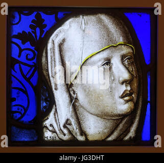 Our Lady of Sorrows, Köln, Glasmalerei 1525-1550 - Museum Schnütgen - Köln, Deutschland - DSC00245 Stockfoto