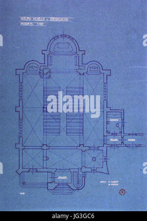 Hilbert Kamil, Pfeifer Antonín - Návrh Kostela Ve Štěchovicích, Půdorys (1906) Stockfoto